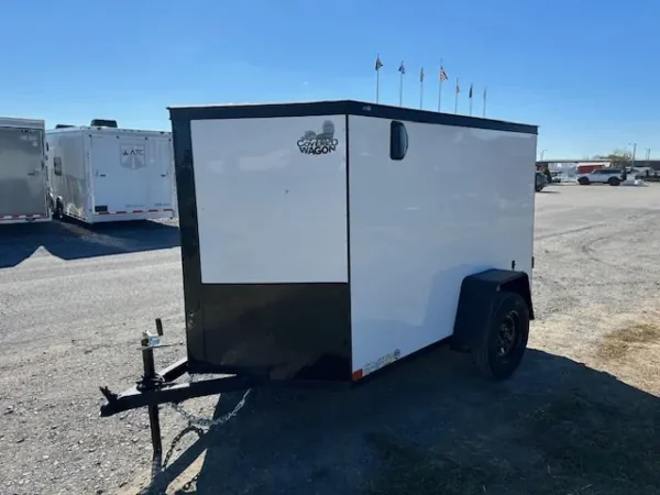 2025-5X8-COVERED-WAGON-ENCLOSED-CARGO-TRAILER-BARN-DOORS-BLACK-TRIM-5.webp Covered Wagon 5 x 8 Enclosed Cargo Trailer Black Trim