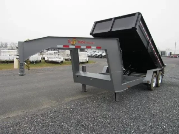 BWise 7 x 14 Gooseneck Dump Trailer Combo Gate & Ramps