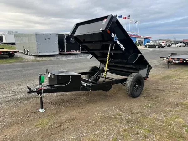 Bwise-5-x-8-Low-Profile-Dump-Trailer-Single-5200lb-Axle-Electric-Brakes-Spreader-Gate-3.webp BWise 5 x 8 Dump Trailer 5K Spreader Gate