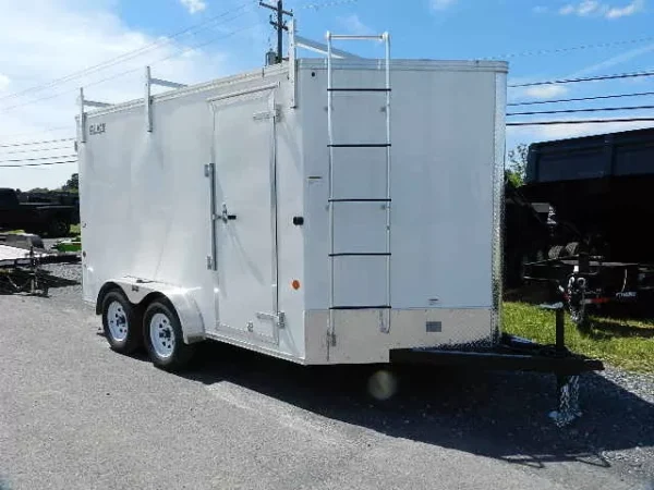 Car-Mate-7x12-Enclosed-Contractor-Trailer-Ladder-Racks-2-1.webp Car Mate 7 x 12 V-Nose Enclosed Trailer
