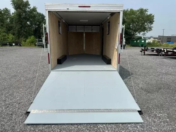 Car-Mate-8.5x16-V-Nose-Enclosed-Cargo-Trailer-AC-Unit-Windows-Cabinets-Aluminum-Wheels-Torsion-Axles-1.webp Car Mate 8.5 x 16 Custom Enclosed V-Nose Cargo Trailer