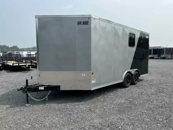 Car-Mate-8.5x16-V-Nose-Enclosed-Cargo-Trailer-AC-Unit-Windows-Cabinets-Aluminum-Wheels-Torsion-Axles-3.webp Car Mate 8.5 x 16 Custom Enclosed V-Nose Cargo Trailer