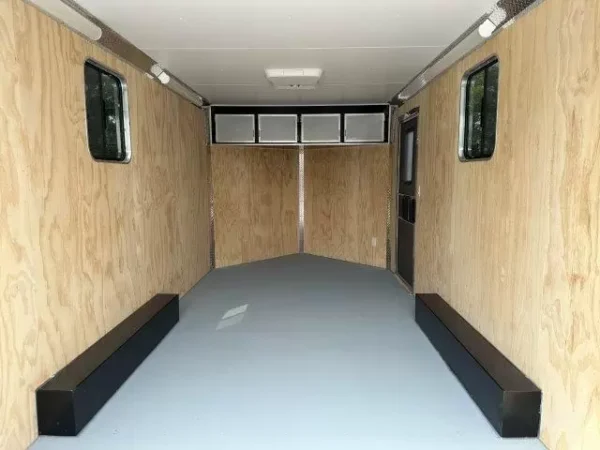 Car-Mate-8.5x16-V-Nose-Enclosed-Cargo-Trailer-AC-Unit-Windows-Cabinets-Aluminum-Wheels-Torsion-Axles-6.webp Car Mate 8.5 x 16 Custom Enclosed V-Nose Cargo Trailer