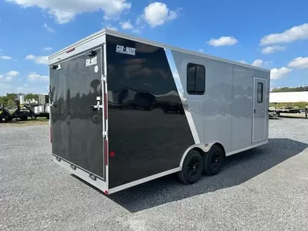 Car-Mate-8.5x20-Enclosed-Cargo-Trailer-V-Nose-Windows-Cabinets-AC-Unit-Electrical-Package-Aluminum-Wheels-1.webp Car Mate 8.5 x 20 Enclosed V-Nose Cargo Trailer