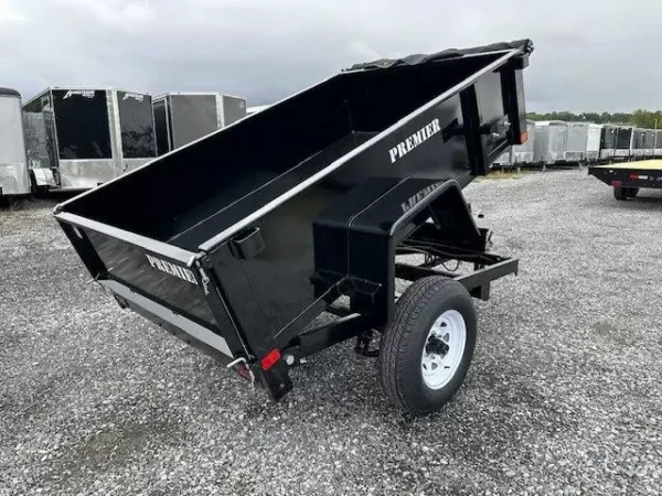 Premier-5x8-Single-Axle-Dump-Trailer-Electric-Brakes-5.2K-Axle-Tarp-Kit-3.webp Premier 5 x 8 Low Profile Dump Trailer