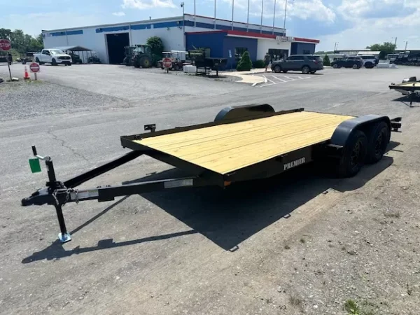 Premier-7-x-16-Open-Car-Trailer-Slide-Out-Ramps-Flat-Deck-Spare-Tire-Mount-2.webp Premier 7 x 16 Open Wood Deck Car Trailer